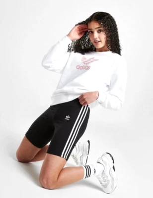 NEW ADIDAS ORIGINALS GIRLS 3 STRIPE TREFOIL CYCLING SHORTS ~ YOUTH MEDIUM FM5682 - Image 1 of 4