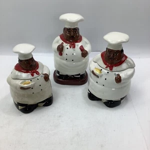 3er Set Casa Vero Fat Chef roter Schal schwarz Kanister Küche Keksdosen - Bild 1 von 14