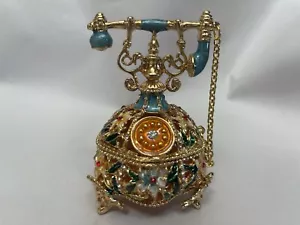 QIFU handbemaltes Telefon Antik Stil Telefon emailliert Schmuckschatulle aufklappbar gold - Bild 1 von 11