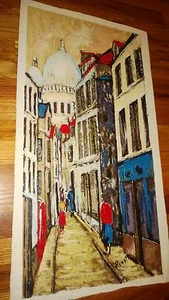 Original Impressionist Oil painting on Canvas Signed ,Unstretchd Cityscape Spain - Picture 1 of 5
