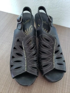 Dansko Peep Toe Rowena Wood Platform Sling back Sandal with Chunky Heel Size 9 - Picture 1 of 5