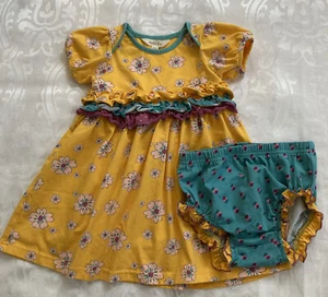 Matilda Jane Baby First Day Outfit Size 18-24 Mo Dress Diaper Cover Gold Teal - Picture 1 of 8