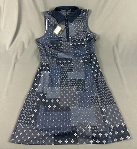 G/Fore G4 Womens Golf Dress Neck Logo Paisley Print Size 6 Blue NWT MSRP $225 - Picture 1 of 9