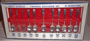 Provinces of Canada Souvenir quality silverplate spoon set by "International". - Picture 1 of 3