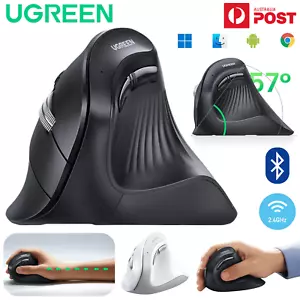UGREEN Vertical Mouse Wireless Bluetooth 2.4G Optical Ergonomic Laptop 4000DPI - Picture 1 of 24