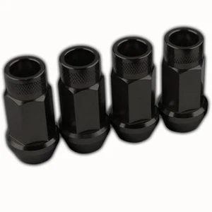 4 PC BLACK LUG EXTENDED RACING LUG NUTS FOR TIRES/WHEELS/RIMS 50MM 12X1.25 D - Picture 1 of 1