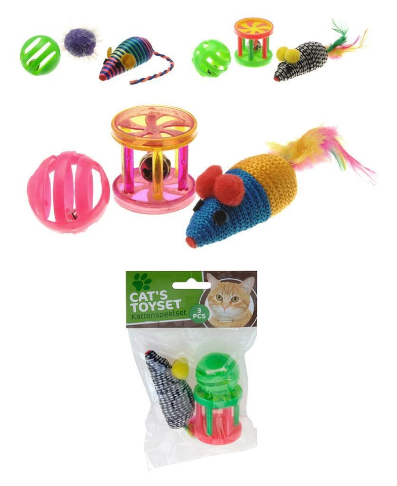 KOOPMAN INTERNATIONAL Katzenspielset - Katzenspielzeug 3-tlg - Spielzeug für Katzen Spielset für Katze