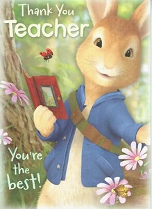 Tarjeta GRACIAS PROFESOR Felicitaciones PETER RABBIT Diseño Excelentes Gráficos - Imagen 1 de 3