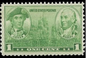 Scott # 790 - Navy Heroes: Jones and Barry - MNH 1c 1937 - Plate # Single - Bild 1 von 1