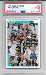 1997 Upper Deck Collectors Choice Tim Duncan PSA 9 RC #323 Spurs HOF CENTERED SP - Picture 1 of 1
