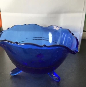 Vintage Cobalt Blue Depression Glass L.E. Smith Mt. Pleasant Bowl Nut Candy Dish - Picture 1 of 3