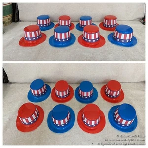 8 NEW PATRIOTIC FOURTH 4th OF JULY MINI UNCLE SAM HAT CRAFT 4TH JULY TREE DECOR - Picture 1 of 2