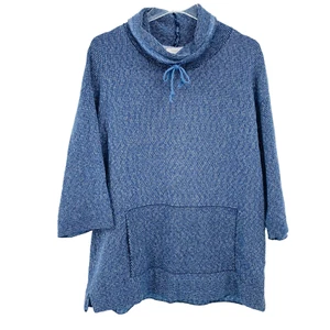 J. Jill Purejill Size XS Blue 3/4 Sleeve Cowl Neck Knit Pullover Sweater Top - Picture 1 of 9