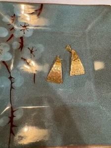 Gold triangle dangle earrings. Classy! - Picture 1 of 2