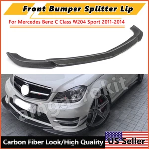 Carbon Fiber Style Front Bumper Splitter Lip For Mercedes W204 Sport 2011-2014 - Picture 1 of 16