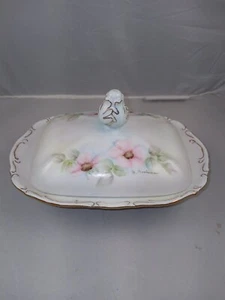 Porcelain Covered Serving Dish - Beautifully Hand Painted Artist Signed (2035) - Picture 1 of 11