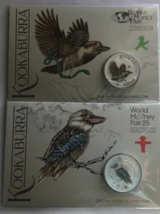 Kookaburra 2 x 1oz Silver Coloured Coins WMF Ampelmann Privy 2024 Green 2025 Red - Picture 1 of 11