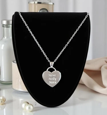 Collar Corazón Grabado Escrito a Mano Personalizado Plata 925 Colgante Personalizado Foto 1 de 4