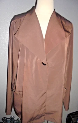 Nuevo~Chaqueta Blazer Marrón Estilo Susan Graver L Poliéster Ligera Informal EE. UU. Foto 1 de 4