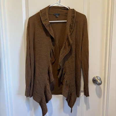 Suéter Cárdigan Lafayette 148 Marrón Lana Volantes, Pequeño 100% Lana Super 120's Foto 1 de 3