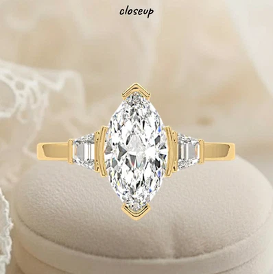 14K Yellow Gold IGI Certified Lab Grown Diamond Engagement Ring 1.25 Ct Marquise - Image 1 of 4