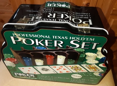 Professional Texas Hold'Em Poker Set in Tin -NEW- Sealed - age 14+ - Image 1 of 4