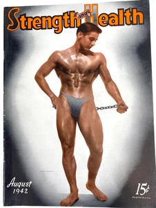 1942 Aug STRENGTH AND HEALTH weight lifting magazine BODY BUILDING beefcake men - Picture 1 of 10