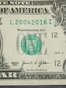 2021 $1 L SAN FRANCISCO BEP L-I BLOCK BIRTHDAY TOMBSTONE NOTE (L20042016I) - Picture 1 of 8