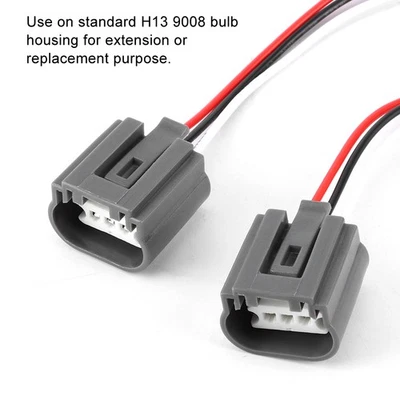 ♤ 2pcs H13 9008 Female Socket Wire Harness Adapter Connector For Light Heat - Image 1 of 4