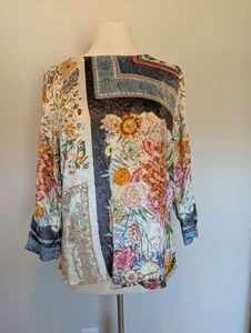 Weiche Umrandung Ashbury Samt Tunika Top Gr. PL Blumen Romantisch Boho Patchwork - Bild 1 von 5