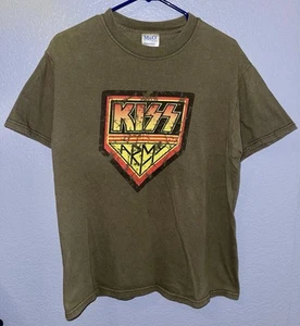 Vintage Kiss Army 1990’s T-Shirt Adult Medium Green Single Stitch M&O Knits - Bild 1 von 4