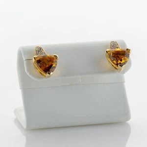 Ohrstecker aus 585er Gold mit 4.0ct Citrinen und 0.12ct Brillanten - Picture 1 of 8
