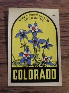 Vintage COLUMBINE FLOWER Colorado CO Travel Souvenir Luggage Window Decal  - Picture 1 of 1