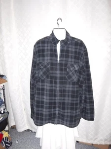 Long Sleeve Full Zip Warm Men's Fleece 3XLT C&B Black Blue Plaid ,4 pockets NWT - Picture 1 of 9