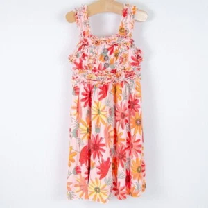 Matilda Jane Supersoft Floral Print Modal Sleeveless Ruffle Dress Pink Kids Sz4 - Picture 1 of 6