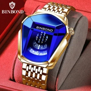 BINBOND Men's Luxury Military Sport Watch Gold Wrist Watches Wristwatch - Picture 1 of 33