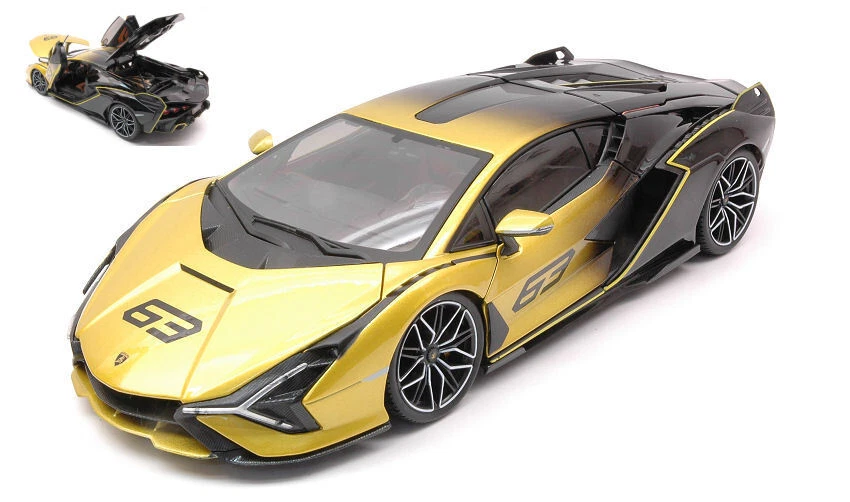 Lamborghini Sian Fkp 37 #63 amarelo cor desbotada 2020 modelo 1:18 Bburago - Imagem 1 de 1