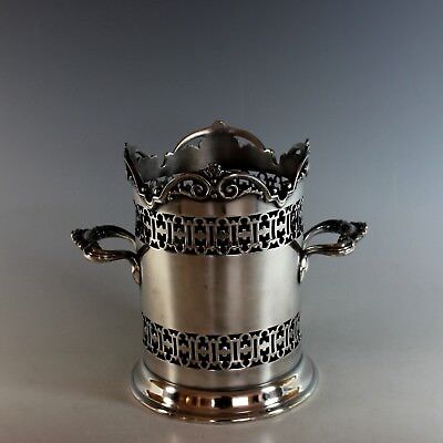 Antique English Silver Plate Tall Wine Holder  With Cut Out Pattern • 253.89$