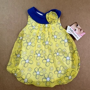 NEW Baby Essentials Romper Baby Girl 3 Months Yellow Blue Flowers Snap Collared - Picture 1 of 6