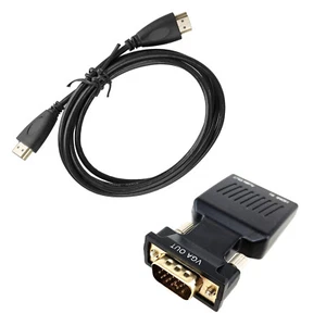 HDMI to VGA SVGA 15pin Adapter 1080P Video Display Converter 3.5mm Audio Output - Picture 1 of 11