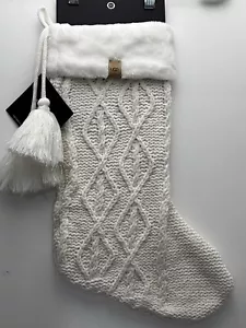Medias UGG Tejidas con Cable Vacaciones Navidad Blanco Cabernet Imitación Piel Nuevas - Imagen 1 de 4