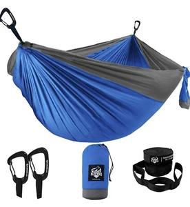 Cascade Lot of (2) 2-Person Blue & Green Travel Hammocks + Straps Carabiners NWT - Picture 1 of 17