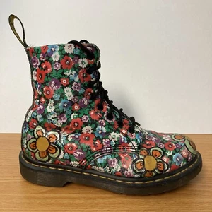 Dr. Doc Martens 1460 Pascal Floral Mash Up Combat Boots Hand Painted Womens 6 US - Picture 1 of 15