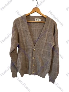 Vintage Kurt Cobain Style JCPenney Fox Sweater Cardigan Wool Blend Brown Size LT - Picture 1 of 3