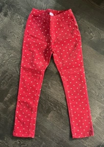 365 KIDS Red Sparkly Gold Heart Print Corduroy Pants Girls Size 7 - Picture 1 of 3