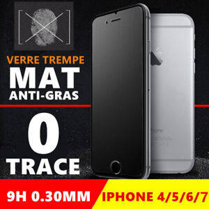 Film protecteur écran vitre Verre Trempé MAT iPhone 4/5/6/S/7/8 Anti trace/gras