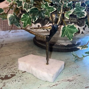 Brass Dancing Ballerina Figurine Dancer Marble Base - Picture 1 of 6