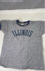 Vintage Collegiate Pacific Single Stitch ILLINOIS Gray Blue Ringer T-shirt Sz L