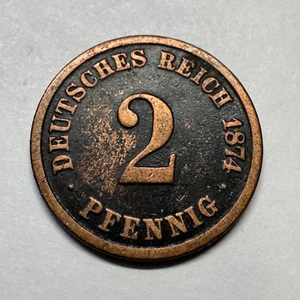 1874 Germany 2 Pfennig - Beautiful Coin - #A-088 - Picture 1 of 2