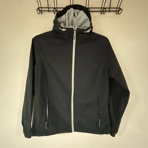 New Balance Women's Medium Hoodie Black Gray Full Zip Running Track Jacket - Picture 1 of 4